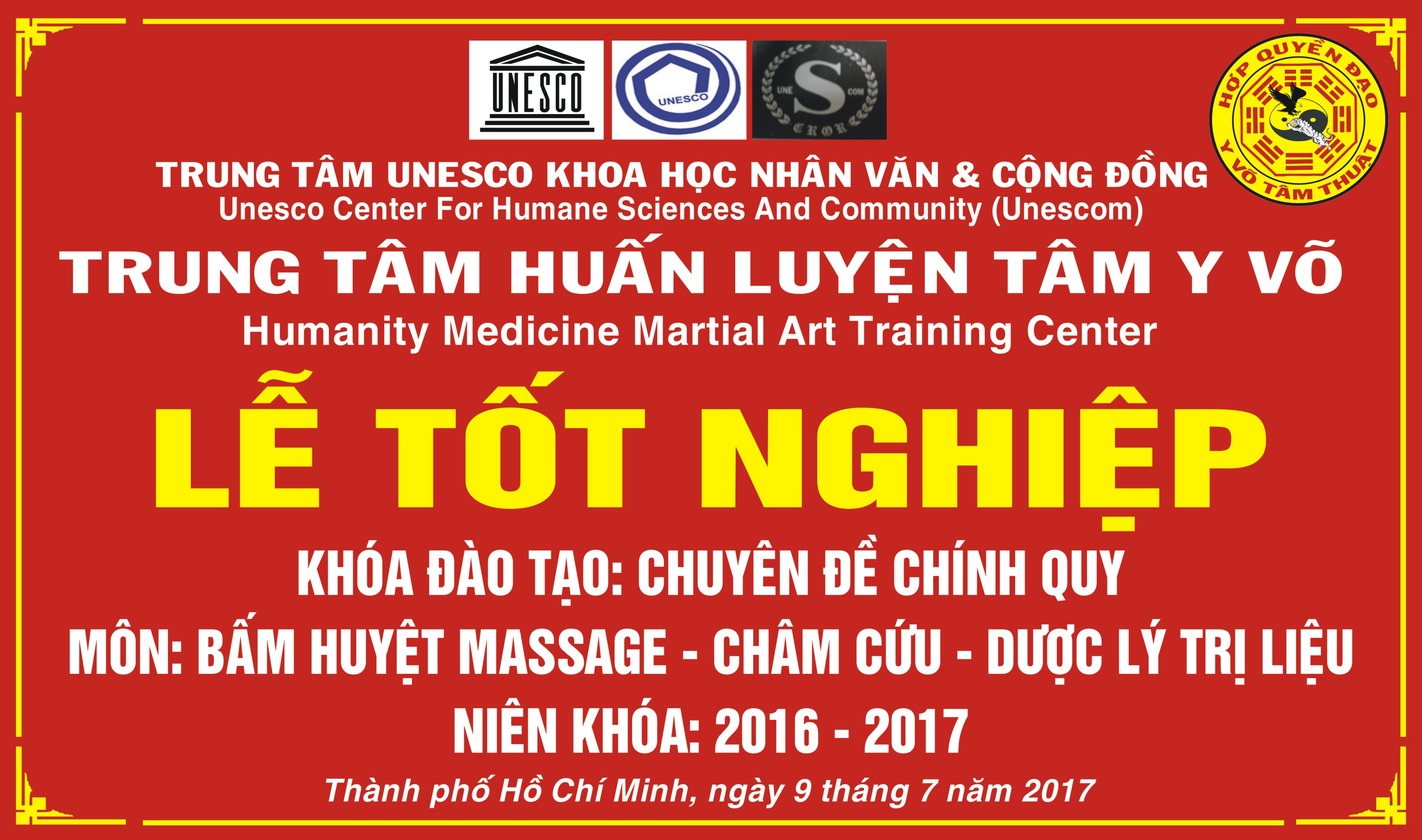 LỄ TỐT NGHIỆP KHOÁ ĐÀO TẠO CHUYÊN ĐỀ CHÍNH QUY MÔN: BẤM HUYỆT MASSAGE – CHÂM CỨU – DƯỢC LÝ TRỊ LIỆU NIÊN KHOÁ: 2016 – 2017 LỄ TỐT NGHIỆP KHOÁ ĐÀO TẠO CHUYÊN ĐỀ CHÍNH QUY MÔN: BẤM HUYỆT MASSAGE – CHÂM CỨU – DƯỢC LÝ TRỊ LIỆU NIÊN KHOÁ: 2016 – 2017